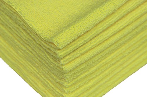 Detailer's Preference Premium Edgeless Microfiber Towels, 350 GSM, Ultra Soft, Lint-Free, Streak-Free, Scratch-Free, Highly Absorbent, for Auto, Home, and Detailing,16x16, 12-Pack, Yellow - color: Yellow