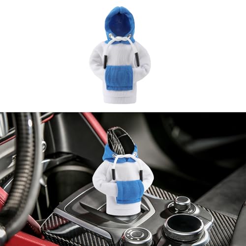 Universal Hoodie Car Gear Shift Cover, Funny Shifter Hoodie, Most Car Gear Shift Levers - color: White Blue, size: 1 Piece