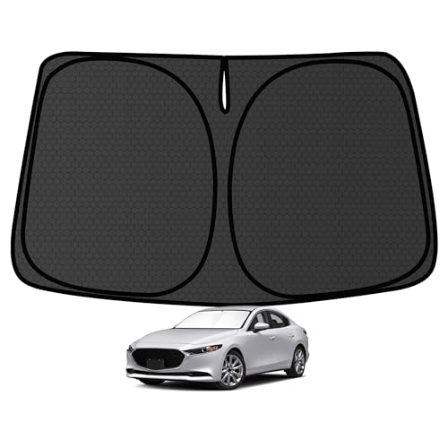 Customized Windshield Sun Shade for Mazda3 2019-2024 2025 Hatchback Blocks UV Rays Accessories,1:1 Tailored Foldable Thickened Wear-Resistant Front Window Sunshade Visor,Keeps Your Car Cooler - size: FOR Mazda3 2019-present