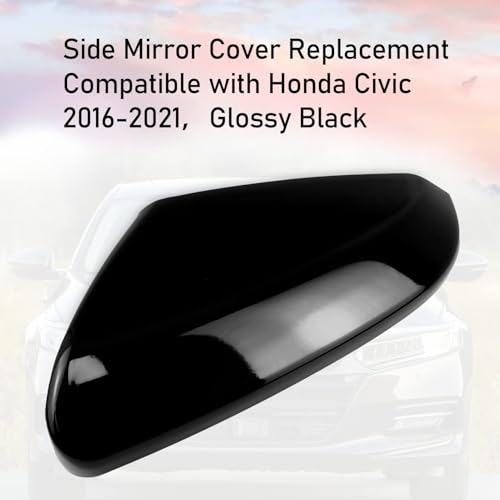 Moonlinks Compatible with 2016-2021 Honda Civic Driver Side Mirror Cover Replacement,Glossy Black for 10th Gen Civic,2019-2022 Insight,Left Side Door Rearview Mirror Cap Trim(1PC) - size: 10th-Left Black