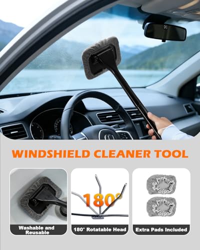 20Pcs Windshield Cleaner Tool - Car Interior Detailing Brush Kit with 200g Cleaning Gel, Microfiber Car Wash Mitt, Dash Duster & 2-Sided Scrubber, All-in-One Inside Car Cleaning Supplies Tool