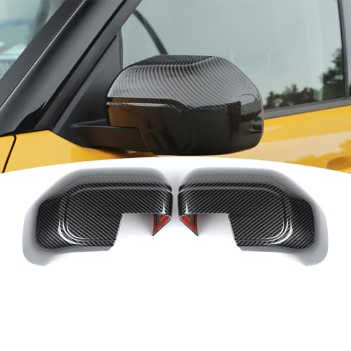 for Bronco Sport Sideview Mirror Cover Trim Carbon Fiber Compatible with Ford Bronco Sport 2021-Present Carbon Fiber Exterior Accessories 2pcs (for Mirror Without Light & Only for Sport) - color: Carbon Fiber