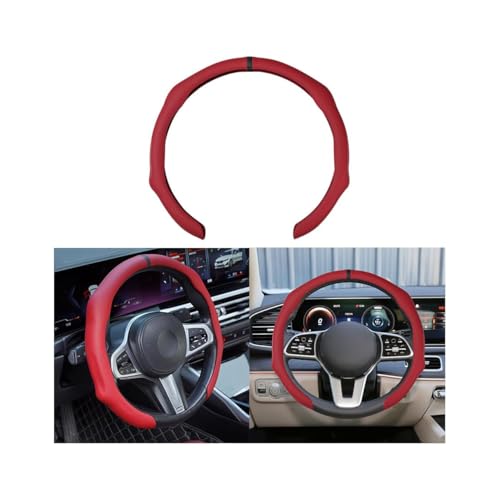 Osilly Car Steering Wheel Cover, 15 Inch Leather Non Slip Vehicle Steering Wheel Cover Protector, Comfortable Automotive Interior Protection Accessories, Universal for SUV Sedan Truck(Wine Red) - color: Wine Red