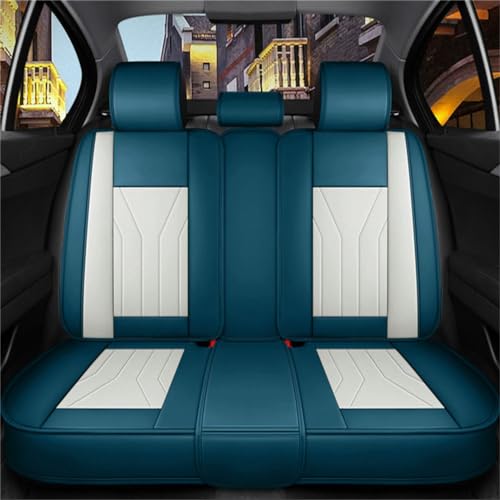 Upgraded Leather 5 Seats Car Seat Covers for Honda CR-V 2026 Vehicles Front&Rear Seat Protector Anti-Slip Durable Leather Seat Cushion White Blue