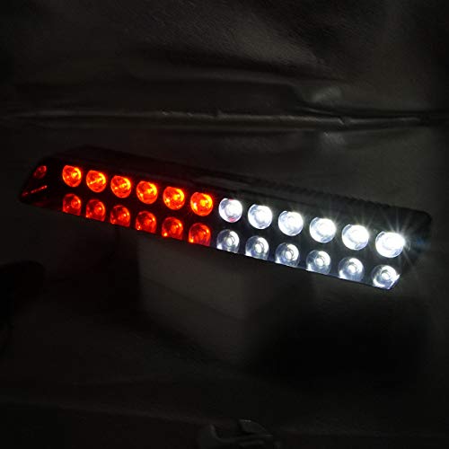 White Red Led Strobe Flash Light Emergency Warning 12-Led Sucker Dashboard Interior Roof Windshield Dash Safe Caution Hazard Light with Suction Cups for Car Vehicle Boat SUV Firemen Fog DC 12V - color: White & Red