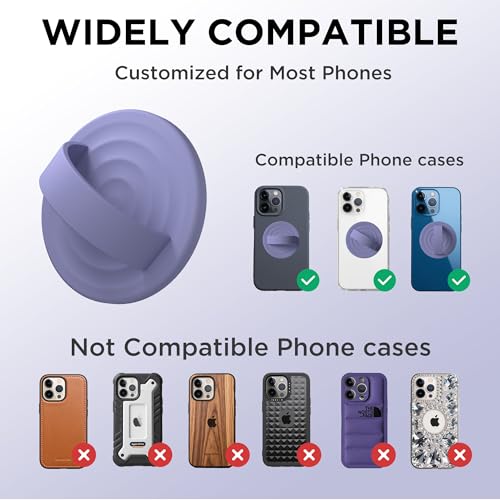 Magnetic Phone Grip Ring Holder, Liquid Silicone Magnet Cell Phone Grip Finger Loop, Compatible with Magsafe, Back of Phone for iPhone 17/16/15/14/13/12 Series, Lavender - color: Lavender