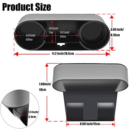 iokone Coin Side Pocket Console Side Pocket Leather Cover Car Cup Holder Auto Front Seat Organizer Cell Mobile Phone Holder (Slim-Gray) - color: Slim-Gray