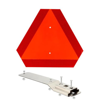 Slow Moving Vehicle Sign with Mounting Bracket Kit, Aluminum Slow Moving Vehicle Triangle Sign for Golf Vehicles Cart Farm Tractor Outdoor Accessories