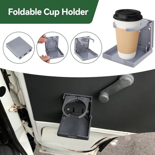 2pcs Adjustable Folding Cup Holder Automotive Water Drink Bottle Holder, fit Most Size Mugs Bottle, with Screws and Tapes, for Car Auto Truck RV Boat Van Camper Caravan Marine Yacht (Gray) - color: Gray