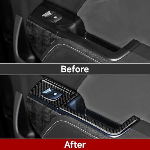 Car Carbon Fiber Decal Sticker Cover Interior Trim for Chevrolet Silverado/GMC Sierra 1500 2500HD 3500HD 2014-2018 Accessories(Rear Window Lift Switch B) - color: Rear Window Lift Switch B
