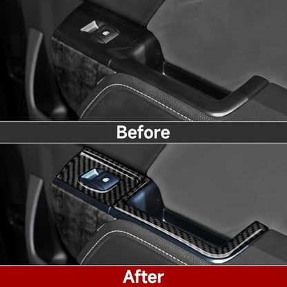 Car Carbon Fiber Decal Sticker Cover Interior Trim for Chevrolet Silverado/GMC Sierra 1500 2500HD 3500HD 2014-2018 Accessories(Rear Window Lift Switch B) - color: Rear Window Lift Switch B