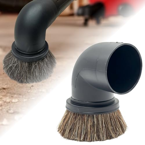 Round Dusting Brush Tool Attachment for Shop Vacs 2 1/2 Inch Wet/Dry Vacuum Hose: Perfect for Cleaning Furniture, Blinds, Car Interiors- 2.5'' Replacement Shop Vacuum Accessories - color: Horsehair