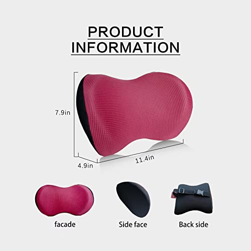Super Great Car Headrest Pillow, Car Pillow for Neck Pain Relief with Adjustable Strap, 100% Memory Foam & Breathable Removable Cover, Ergonomic Design - Softness Travel Car Neck Pillow(Wine-Red, 1PC) - color: Red