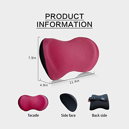 Super Great Car Headrest Pillow, Car Pillow for Neck Pain Relief with Adjustable Strap, 100% Memory Foam & Breathable Removable Cover, Ergonomic Design - Softness Travel Car Neck Pillow(Wine-Red, 1PC) - color: Red