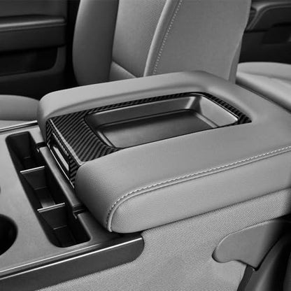 Car Carbon Fiber Decal Armrest Box Panel Sticker Cover Interior Trim for Chevrolet Silverado/GMC Sierra 1500 2500HD 3500HD 2014-2018 Accessories - color: Armrest Box Panel