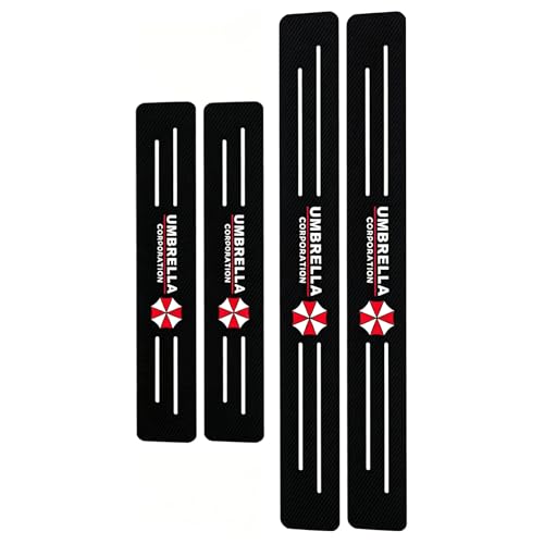 Car Door Sill Guards Front & Rear Car Door Threshold Protector Carbon Fiber & Textured Leather Door Sill Protectors (Protective Umbrella, 4 Pcs) - color: PU, size: PU-19.7ft