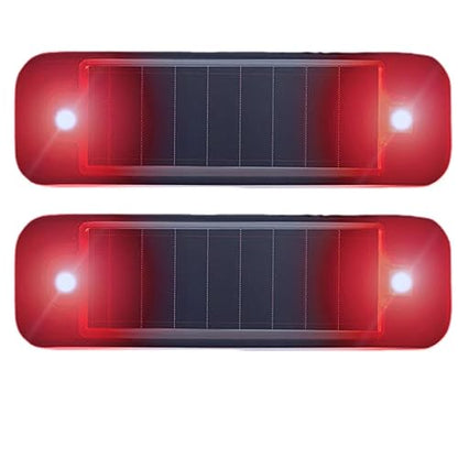 2Pack Solar Warning Lamp,WONFAST Waterproof Mini LED Solar Car Flashing Alarm Safety Lamp Bar Emergency Security Strobe Light for Bike Motorcycles SUV Truck Vehicle Night Driving (Red) - color: Red