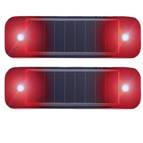 2Pack Solar Warning Lamp,WONFAST Waterproof Mini LED Solar Car Flashing Alarm Safety Lamp Bar Emergency Security Strobe Light for Bike Motorcycles SUV Truck Vehicle Night Driving (Red) - color: Red