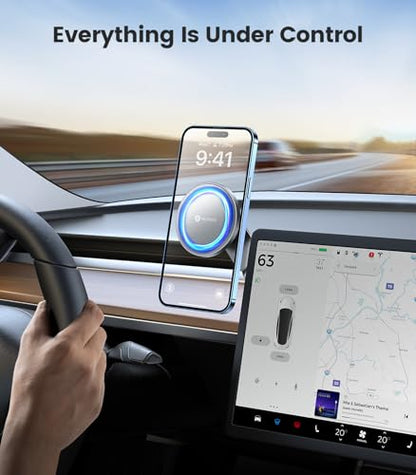 VICSEED Tesla Phone Mount【Strongest Magnet Power】 Foldable Hidden Tesla Phone Holder Fit for All Phones, Tesla Model 3/Y/Cybertruck Accessories, Tesla Model 3 Model Y for MagSafe Car Mount-Quicksilver - color: Quicksilver