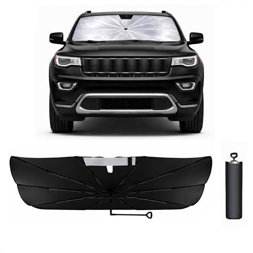 2026 Upgraded Car Windshield Sun Shade Umbrella - Custom-Fit for Jeep Grand Cherokee 2011-2021 Umbrella Sunshade,Easy Install,UV Protection & Heat Reflective,Keep Interior Cooler - size: For Jeep Grand Cherokee 2011-2021