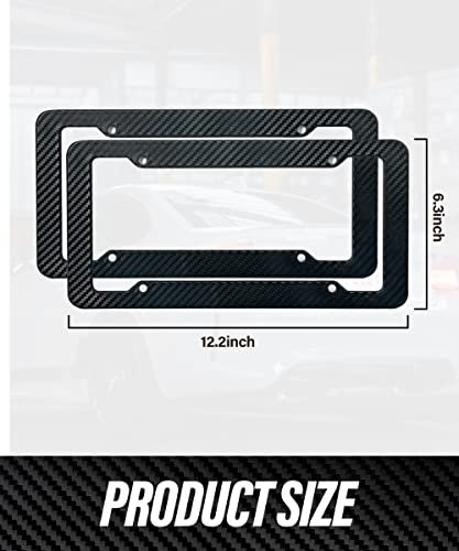 2 Packs Carbon Fiber License Plate Frame,Waterproof Plastic Number Plate Frames with Fasteners and Screws, Car Tag Cover Car Licenses Plate Covers,Universal License Plate Holder