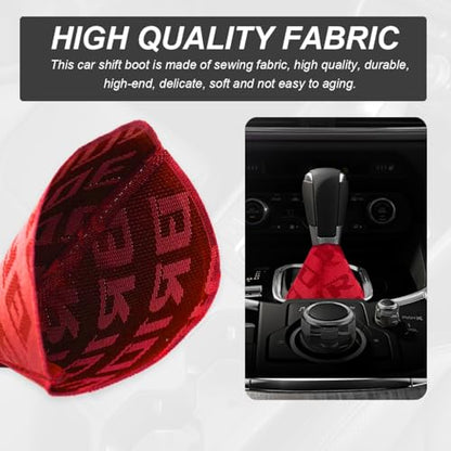 Car Shift Boot Cover, Fabric Shifter Lever Knob Boot Dustproof Cover with Stitch, Manual Automatic Speed Shifter Boots Gear Gaiter for Most Vehicles, Car Accessories (Red) - color: Red