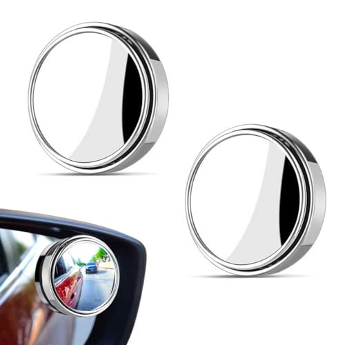 2 PCS Car Blind Spot Mirror, 360 Degree Large Viewing Angle Round Mirror, 2" HD Glass Convex, Universal for Cars SUV and Trucks (Silver) - color: Silver