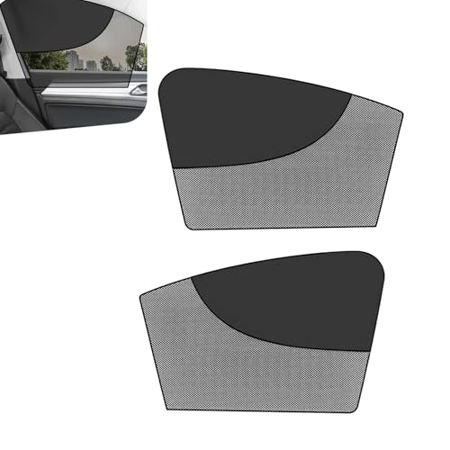 2 PCS Car Side Window Shades, Double Layer Sun Protection & Insulated Shield, Breathable Privacy Cover for Driver Passenger Windows, Adsorption-type Sunshade for Most Cars (Black)
