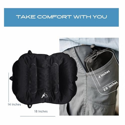 Lumbar Pillow - Inflatable Lumbar Pillow for Airplane Travel - Ideal Back Cushion or Lumbar Support Pillow to Keep You Comfortable While Sitting