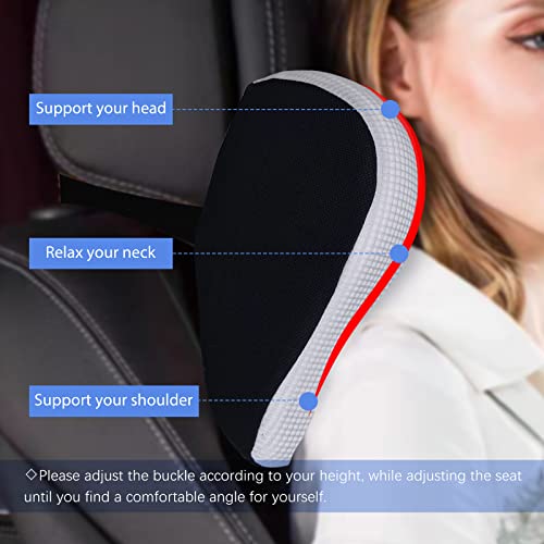 Ultra Soft Car Headrest Pillow, Car Pillow for Driving with Adjustable Strap, 100% Memory Foam Neck Cushion, Breathable Removable Cover & Ergonomic Design - Car Neck Pillow(Moonlight-Silver, 1PC) - color: Silver