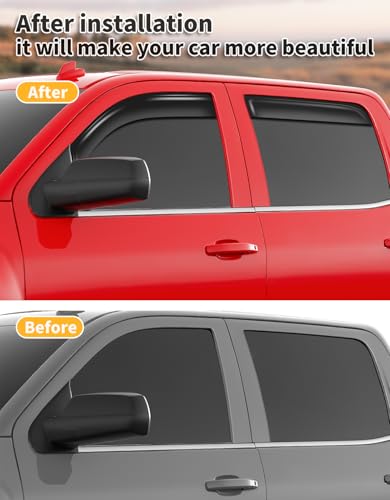 in-Channel Window Rain Guards Fit for 2014-2018 Chevy Chevrolet Silverado/GMC Sierra Crew Cab,Extra Durable Window Visors Window Deflectors Vent Visors Vent Shades Truck Car Accessories-4 pcs - size: Fit for 2014-2018 Silverado/GMC Sierra Crew Cab