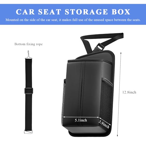 Car Tissue Holder, Rectangular Waterproof Auto Seat Side Tissue Box with Mesh Pocket, Multifunctional Leather Napkin Holder Hanging Storage Box for Vehicle Front Seat