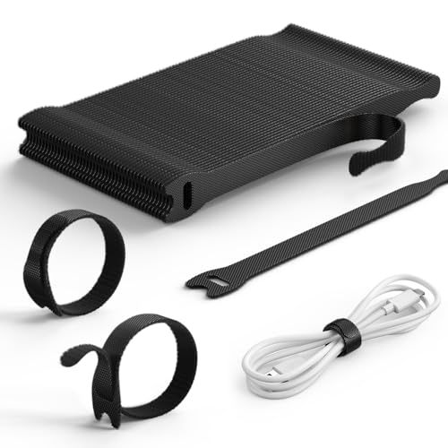 Lamicall 60PCS Reusable Cable Ties, Upgraded Tapered Tail for Effortless Threading, 6-Inch Durable Nylon Hook and Loop Cord Organizer Straps, Adjustable Cable Management for Desk, PC, Home & Office - size: 60Pack