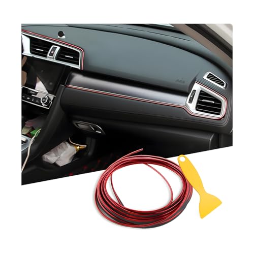 Osilly Car Interior Moulding Trim Strips, 16Ft/5M Universal Electroplating Decoration Filler Insert Strips, Styling Dashboard DIY Flexible Strip, Garnish Accessory with Installing Tool (Red) - color: Red, size: 16Ft