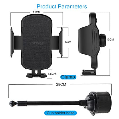 Car Cup Holder Phone Mount,Cup Holder Car Phone Holder Universal Adjustable Gooseneck Car Mount Cradle Compatible with iPhone 13/12/XS/X, Samsung Galaxy S20/S10,Huawei,OnePlus,etc. (Black)