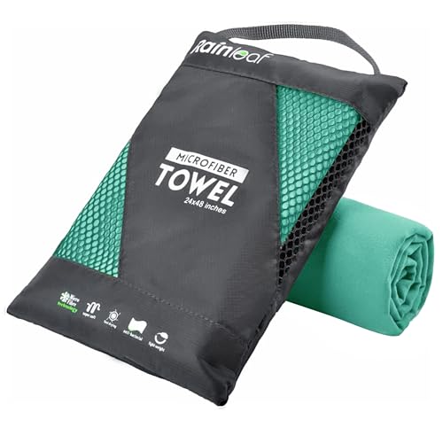 Rainleaf Microfiber Towel Perfect Travel & Gym & Camping Towel. Quick Dry - Super Absorbent - Ultra Compact - Lightweight. Suitable for Trip, Beach, Shower, Backpacking, Pool - color: Apple Green, size: 72.00" x 40.00"
