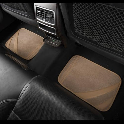 CAR PASS Beige Car Floor Mats, Edge Leather Waterproof Car Mats with Double Stitch Line and Anti-Slip Backing Design, Fit 95% Automotive,SUVS,Sedan,Vans (Pure Beige) - color: Pure Beige