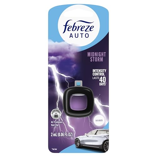 Febreze AUTO Air Freshener, Odor-Fighting Automotive Vent Clip, Midnight Storm Scent, 8 Count