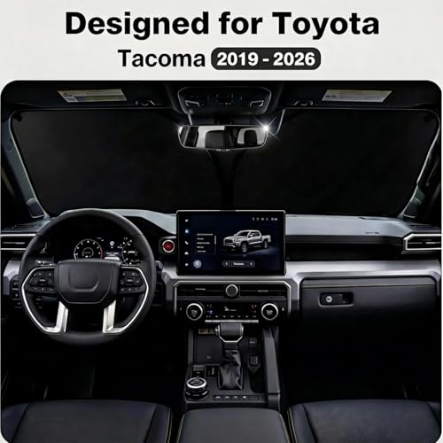 Upgraded Sunshade, Improved UV Protection Fabric, Foldable Front Sun Shade, Custom Accessories (for Tacoma 2019-2026) - size: for Tacoma 2019-2026