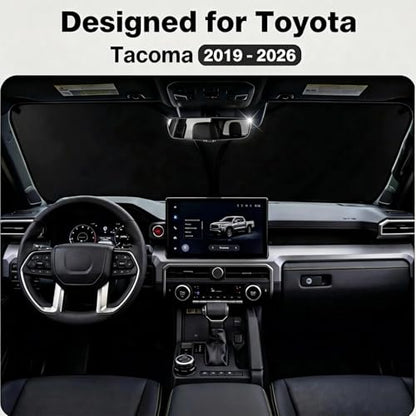 Upgraded Sunshade, Improved UV Protection Fabric, Foldable Front Sun Shade, Custom Accessories (for Tacoma 2019-2026) - size: for Tacoma 2019-2026