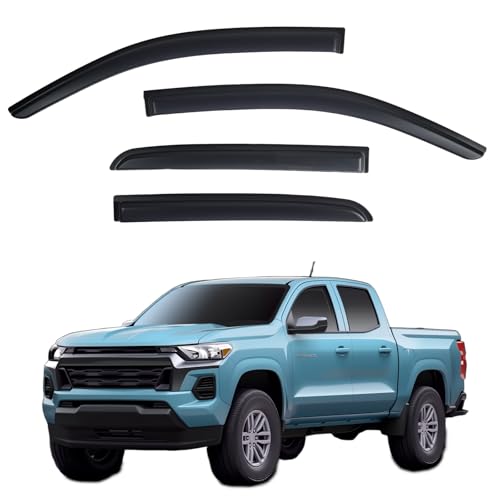 Window Visors Rain Guards Compatible with 2023-2026 Colorado Crew Cab & GMC Canyon, Out-Channel Side Window Wind Deflectors Vent Shades Accessories, Dark Smoke 4 Pcs, 2024 2025 - size: 2023-2026 Colorado
