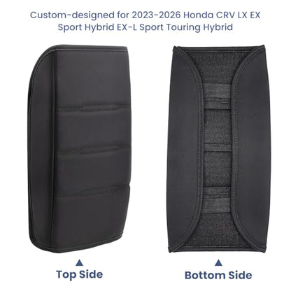 Center Console Cover for Honda CRV 2026 2025 2024 2023, Upgraded PU Leather Thick & Soft Armrest Cover for CRV 2023-2026 (Black Stitching) - color: Black Stitching