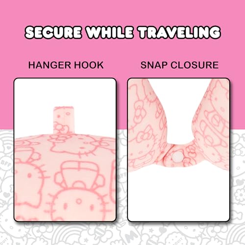 FUL Hello Kitty Neck Pillow, All Over Print Memory Foam Travel Accessories for Airplane, Car and Office, Comfortable and Breathable, Pink