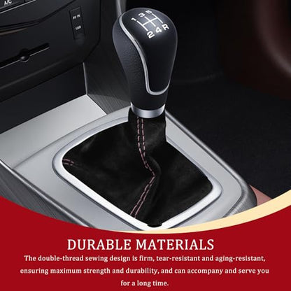 Car Shift Boot Cover, Stick Shift Cover, Suede Leather Manual Automatic Car Shifter Lever Knob Dust Protector, Dustproof Gear Shift Protection Sleeve Gaiter for Sedan Truck (Black Pink) - color: Black Pink