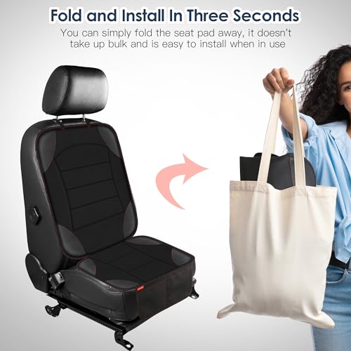 Sinvitron Car Seat Protector for Child Car Seat - Waterproof Non-Slip Leather Mat with 2 Mesh Pockets, Universal Seat Cover for Baby, Pets & Vehicles (1-Pack, Black) - color: 1 Pack Back
