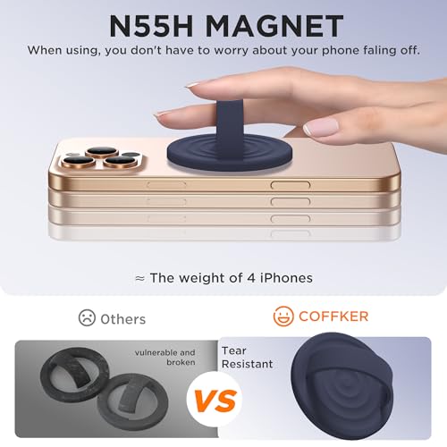 Magnetic Phone Grip Ring Holder, Liquid Silicone Magnet Cell Phone Grip Finger Loop, Compatible with Magsafe, Back of Phone for iPhone 17/16/15/14/13/12 Series, Midnight Blue - color: Midnight Blue
