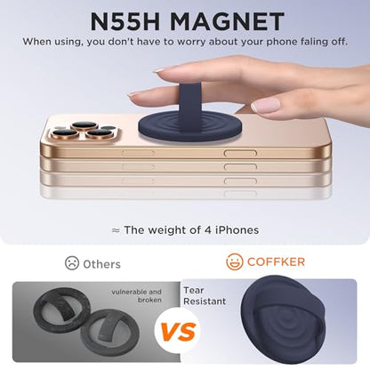 Magnetic Phone Grip Ring Holder, Liquid Silicone Magnet Cell Phone Grip Finger Loop, Compatible with Magsafe, Back of Phone for iPhone 17/16/15/14/13/12 Series, Midnight Blue - color: Midnight Blue
