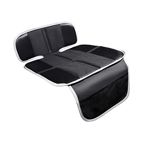 Car Seat Protector for Child Car Seat, Non-Slip Waterproof Car Seat Protector for Leather Seats with Thick Padding and Mesh Storage Pockets, Baby Seat Protectors Under Carseat