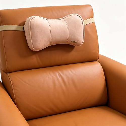 Carwales Car Neck Cushion Recliner Headrest Pillow for Office Chair Couch Memory Foam Lower Back Support Lumbar Pain Relief Ergonomic Design Extension Adjustable Strap Fits Driving Car Tan 1 Pack - color: Tan