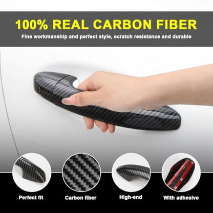 Car Door Handle Cover fit for Mercedes Benz C E S GLC GLE Class W205 W213 X253 W222 C292 W167 W177 2016-2022 – ABS Carbon Fiber Protector, 4PCS Trim Accessories Compatible Left Right Side